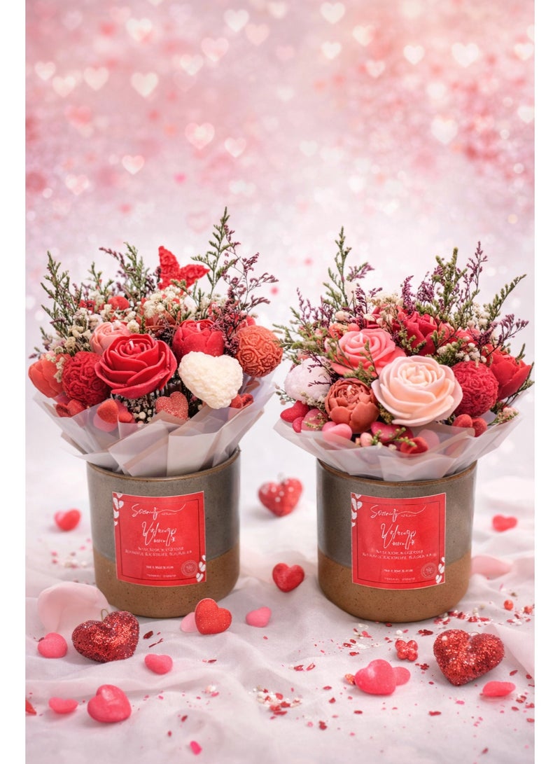 Serenity Candles شمعة باقة الزهور «سيرينيتي فيلور فانيلا» – فاخرة بوزن 500 غرام من مزيج شمع الصويا المصنوع يدويًا – ترتيب فريد يضم 20 شمعة منفصلة على شكل زهور – هدية رومانسية لعيد الحب والذكرى السنوية وديكور فاخر للمنزل - Image 4
